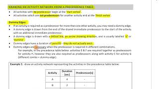 6  Precedence Tables amp Activity Networks [upl. by Sedecram]