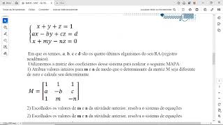 MAPA  MAT  ÁLGEBRA LINEAR E VETORIAL  542024 [upl. by Lytsyrk309]