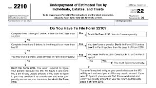 IRS Form 2210 walkthrough  ARCHIVED COPY  READ COMMENTS ONLY [upl. by Erbes704]