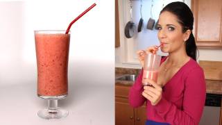 Strawberry Banana Smoothie Recipe  Laura Vitale  Laura in the Kitchen Episode 286 [upl. by Esch]