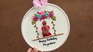 Happy Birthday Embroidery Hoop Art ❤️ Hand Embroidery for Beginners Free Embroidery Pattern  Art [upl. by Irak]