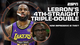 Shannon Sharpe GOES OFF about LeBron James recording his 4th straight tripledouble 🔥  First Take [upl. by Melisande919]