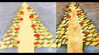 Albero di Natale salato di pasta sfoglia lidea originale per servire lantipasto [upl. by Drugge]