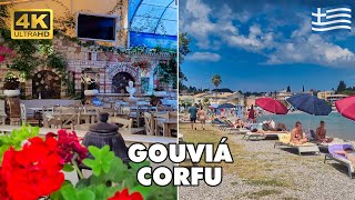 GOUVIÁ Corfu Island Greece 🇬🇷  Idyllic Beach 🏖️  Walking Tour 4K UHD [upl. by Barnet]