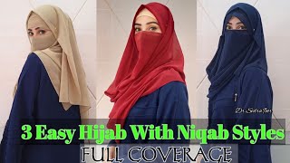 3 InstantReady amp Full Coverage Hijab Tutorial easy jorjet hijab styles  Chiffon Hijab With Niqab [upl. by Elladine355]