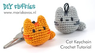 How to crochet  easy Cat Amigurumi keychain tutorial  great for beginners  English [upl. by Osber772]