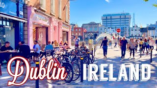 Lovely sunny day in Dublin City centre  4k walking tour of Dublin City  Temple bar Dublin [upl. by Ardnoek514]