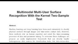 Multimodal Multi User Surface Recognition With the Kernel Two Sample Test [upl. by Jara]