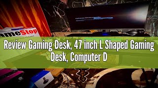 Review Gaming Desk 47 inch L Shaped Gaming Desk Computer Desk with LED Lights amp Adjustable Stand [upl. by Gussi]