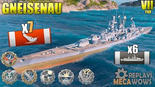 BattleShip Gneisenau 7 Kills amp 195K Damage  World of Warships [upl. by Canon]