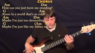 When Doves Cry  Bass Guitar Cover Lesson with ChordsLyrics  Am Dm G E [upl. by Xever]