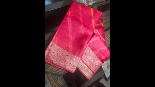 Shibori printed pure tussar silk saree with weaved border pallu and blouse silk marked 5000 [upl. by Melvyn758]