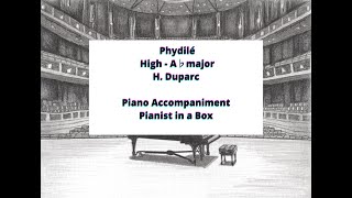 H Duparc  Phydilé  High A♭ major  karaoke  piano accompaniment [upl. by Yrolam]