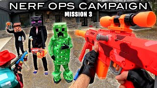 NERF OPS FORTNITE CAMPAIGN  MISSION 3  MINECRAFT BATTLE Nerf First Person Shooter [upl. by Baseler]