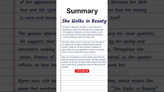 Summary of She Walks in Beauty HSC class 12 English english summary class12 shorts short [upl. by Aihsirt]