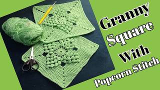 How to Crochet Popcorn Stitch Granny Square  Popcorn Stitch Granny Square Pattern [upl. by Ecydnarb]