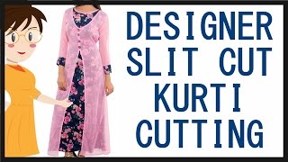 Designer Slit Cut Kurti Cutting  DIY  Tailoring With Usha [upl. by Aicelav]