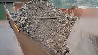 Barge unloading smooth pebbles  Relaxing video [upl. by Alyt]