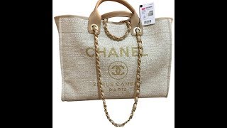 Chanelbags Chanel 2018 Deauville Rue Cambon Tweed Beige Tote review [upl. by Zerlina]