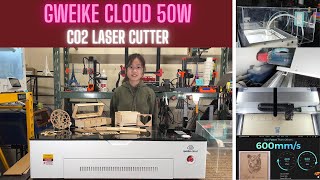 Gweike Cloud 50w CO2 laser cutter and engraver cutting plywood 12quot thick solid wood and acrylic [upl. by Sandye]