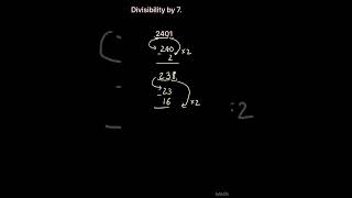 Divisibility of 7 shorts ytshorts maths divisibilitytest [upl. by Flagler800]