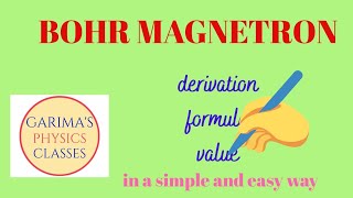 BOHR MAGNETONderivation of Bohr magnetonValue of bohr magneton [upl. by Katharine]