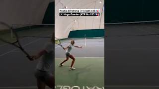 Pure striking from 14yearold Ksenia Efremova against Hugo Grenier ATP No 155 [upl. by Nonaihr]