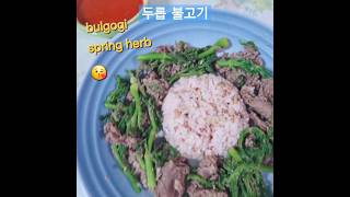 두릅 두릅 두릅 😋 bulgogi with 두릅 durp springherb 두릅불고기 fatsiasprouts 집밥 ddududdudu [upl. by Brandea]