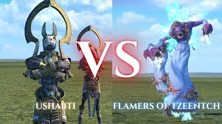 WARHAMMER III Total War  Ushabti VS Flamers of Tzeentch [upl. by Aisinut]