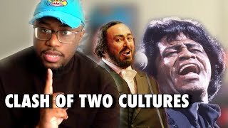 ABSOLUTE PERFECTION  James Brown Luciano Pavarotti  Its A Mans Mans World LIVE  Reaction [upl. by Calbert804]