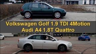 SLIP TEST  4Motion vs Quattro  Volkswagen Golf vs Audi A4  4x4testsonrollers [upl. by Athalla928]