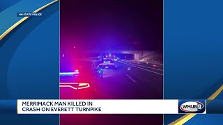 Merrimack man dead after crash on Everett Turnpike in Nashua state police say [upl. by Ahseital]