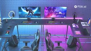 Bestier Small Gaming Desk with Power Outlets42 L Shaped LED Computer Desk [upl. by Ayiotal544]