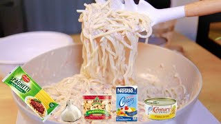 EASY TUNA CARBONARA using Nestle Cream 🌸 5 ingredient recipe Filipino style [upl. by Svoboda]