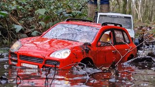 110 scale rc crawler trucks mudding in a forest [upl. by Notserk]