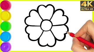 How to draw a Flower Drawing  Flower Drawing easy step by step drawing for beginners in easy way [upl. by Jeannine]