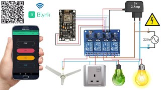 How to make IOT based Home Appliance Control using Blynk Server  IOT based Home Automation Project [upl. by Melina]