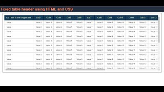 Fixed table header using HTML and CSS with vertical and horizontal scrollbars [upl. by Nodnnarb]