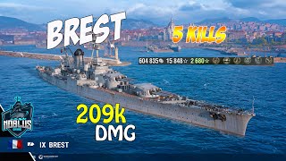 Croiseur Super Lourd Brest  209k  5 Kills  World of Warships [upl. by Shwalb656]