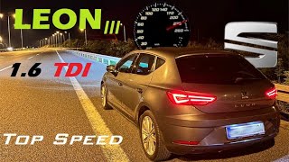 SEAT LEON III 2018 16 TDI 115 hp Acceleration amp Top Speed [upl. by Adnoral]