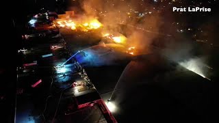 Drone video of massive paper mill fire in Menominee Michigan [upl. by Fedirko524]