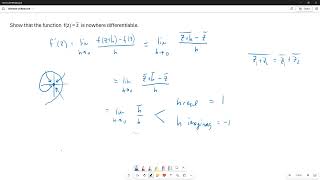 The Complex Conjugate Function is Nowhere Differentiable [upl. by Anawot]