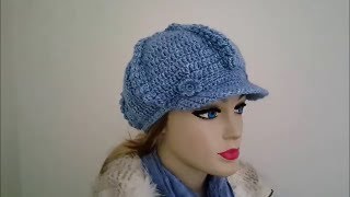 Crochet Tutorial Newsboy Cap  Part 2 [upl. by Sheeree]