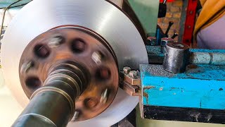 Brake Disc Turning  Brake Disc Polishinglathe works [upl. by Ridley]