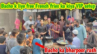 Bacho k liye free french fries 🍟 ka kiya vip setup  bacho ka bharpoor rush [upl. by Alekin643]