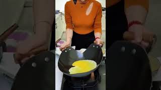 The process of making fried egg pancakes [upl. by Airotkciv]