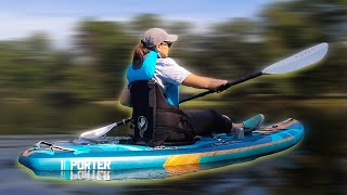 Trying out an Inflatable Kayak  Stand Up Paddle Board SUP from Costco [upl. by Leandre]