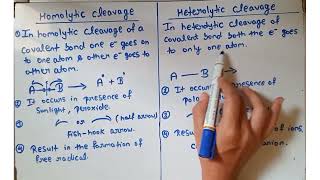 Homolytic cleavage  Heterolytic cleavage class 11 [upl. by Etteniotna]