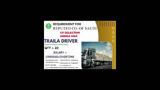 Trailer Driver Saudi Arabia saudidriverjob [upl. by Anairdna130]