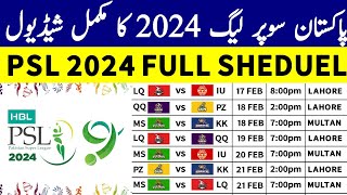 PSL 2024 Sheduel Announced  Pakistan Super League 2024 Full fixtures with datesvenues amp timings [upl. by Medlin]